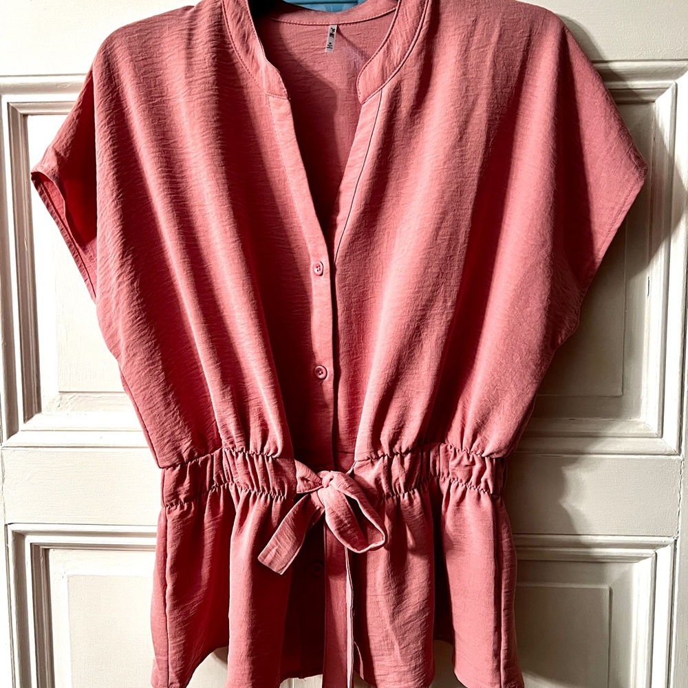Women's Pink Button-Down Top